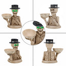 Halloween Skeleton Figurine with Storage Bowl & Candle Holder
