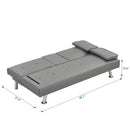 Sofa Bed With Armrest Two Holders Wood Frame, Stainless Leg Futon - Gray by HouseOfZazla