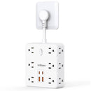 16-in-1 Power Strip – 12 AC Outlets & 4 USB Ports, White