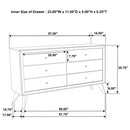 1 Piece Dresser With Angled Legs, Wave Texture And Round Knobs - White