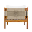 Outdoor Club Chairs (Set of 2) with Diamond-Pattern Beige Rope, Teak Finish