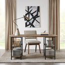 Industrial Style Metal Frame Accent Desk With Side Shelving - Gray by HouseOfZazla