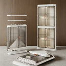 3-Tier Foldable Stackable Corner Storage Cabinet with Transparent Doors