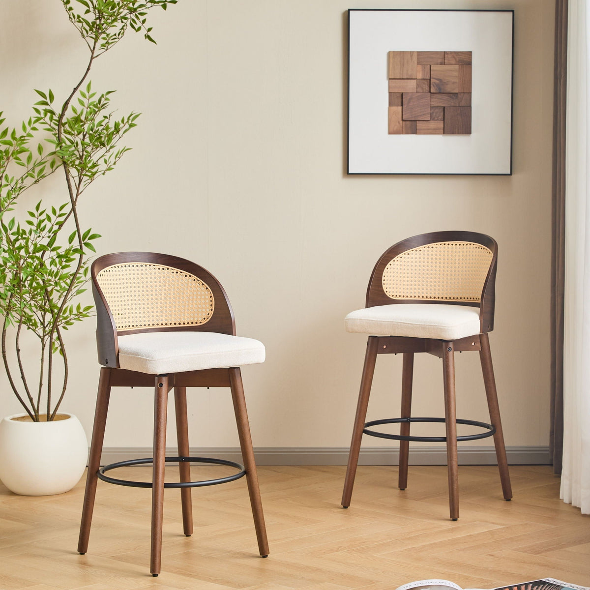 Como Indoor Wood Barstool Set of 2, photo 4 of 8