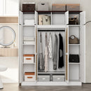8 Door Armoire Wardrobe With Adjustable Shelves And Hanging Rod