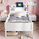Platform Bed With LED Light, Multi Functional Headboard, Guardrail And 2 Drawers by Unique Piece Furniture