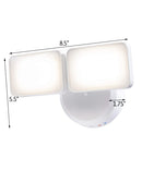 Outdoor LED Dual Head Wall Spot Light 2 Light Dusk to Dawn, White Finish 6"H by LampsUSA