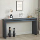 64in Modern Black Wood Console Table – Elegant Entryway Table with Decorative Beaded Trim