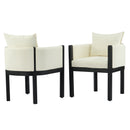 Linen Upholstered Armchair with Black Rubber Wood Legs