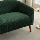 50.78'W Modern Loveseat Couch Sofa, Corduroy Fabric Upholstered 2-Seat Sofa with Wooden Walnut Legs for Small Space Office Studio Apartment Bedroom, Green