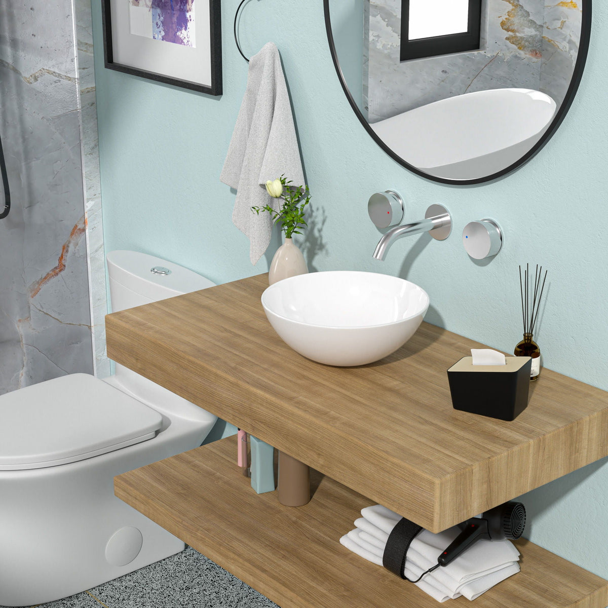 Modern Ceramic Circular Vessel Bathroom Sink, photo 8 of 16