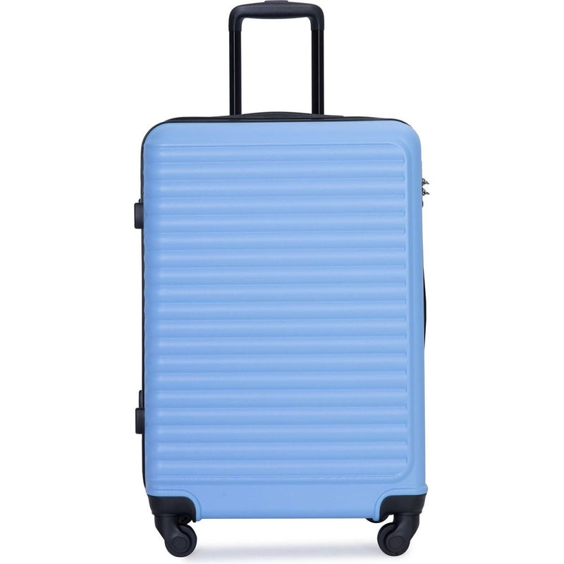 3 Piece Luggage Sets ABS Lightweight Suitcase with Two Hooks, Spinner Wheels, TSA Lock, (20/24/28) LIGHT BLUE