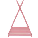 Metal House Platform Bed With Triangle Structure, Low Profile Design
