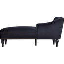Velvet Chaise Lounge, Button Tufted Right Arm Facing Lounge Chair With Nailhead Trim For Living Room - Black by HouseOfZazla