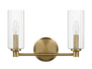 Regal - Double Light Vanity With Clear Ribbed Satin - Antique Brass / Clear by HouseOfZazla