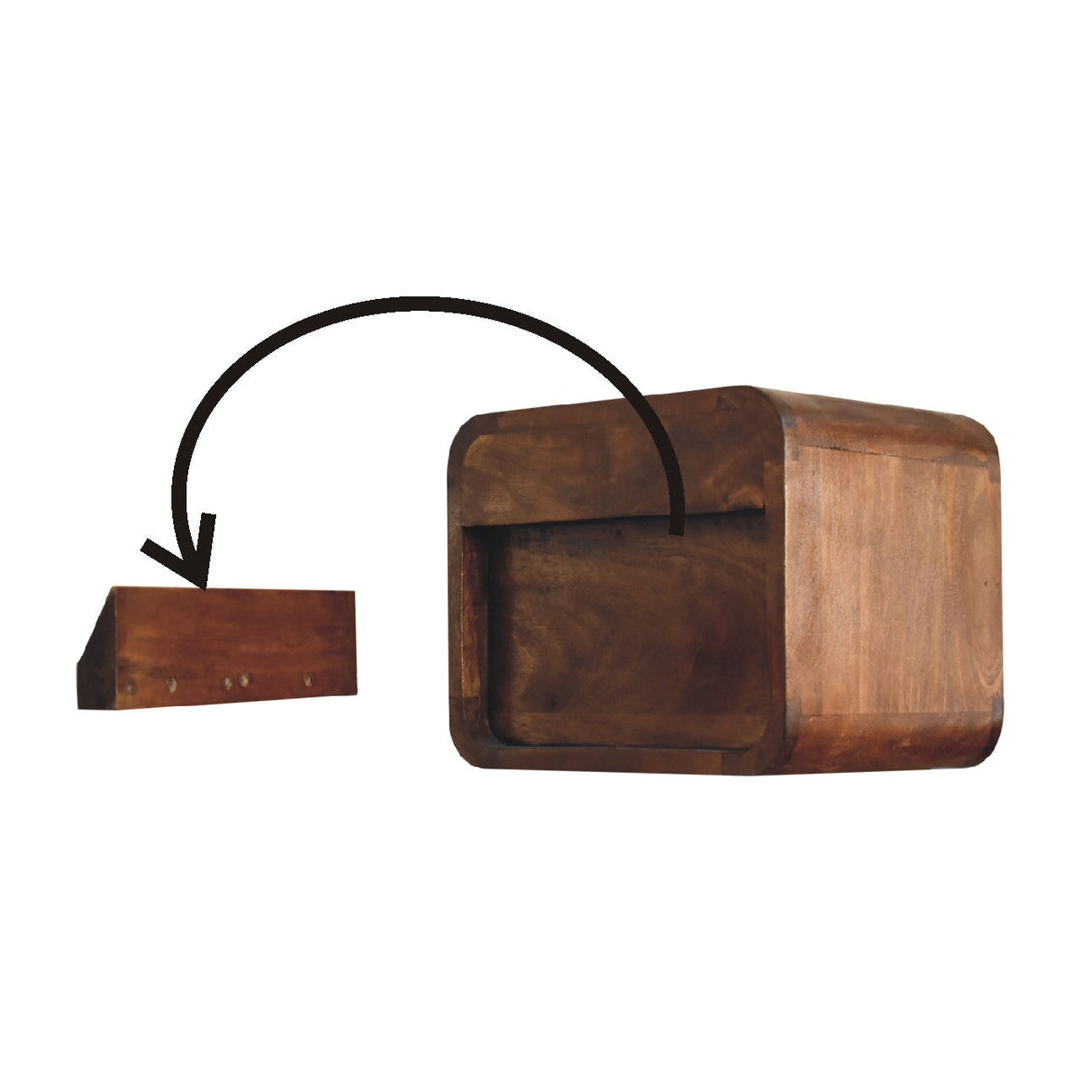 Solid Wood Floating Mini Nightstand, 2-Drawers, Chestnut, photo 10 of 10