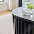 51.18'' Oval Wood Coffee Table With Drawer  Mid Century Modern Coffee Table Unique Coffee Table for Living Room Furniture, Tea Table BLACK