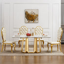 70'' Faux Marble Dining Table for 6 People