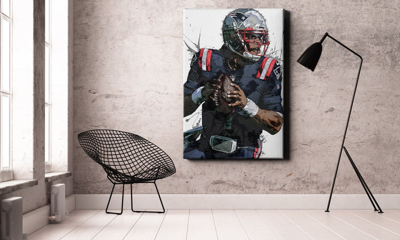 Cam Newton Art Poster New England Patriots Football Hand Made Posters Canvas Print Kids Wall Art Home Man Cave Gift Decor