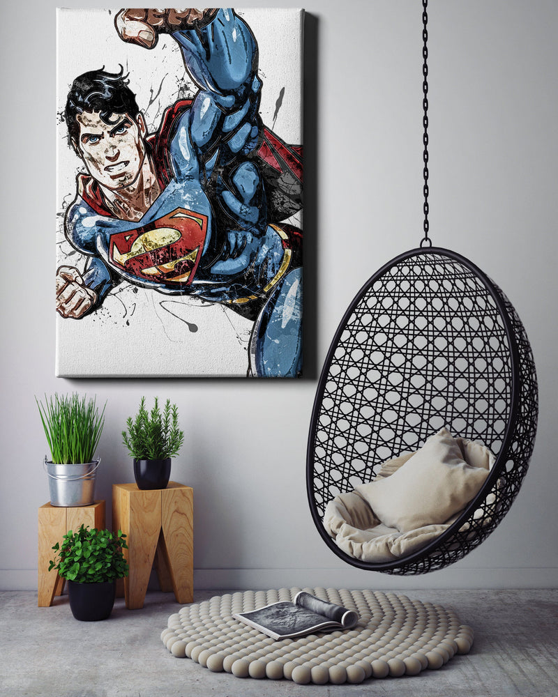 Superman Poster DC Superhero Comics Painting Hand Made Posters Canvas Print Kids Wall Art Man Cave Gift Home Decor