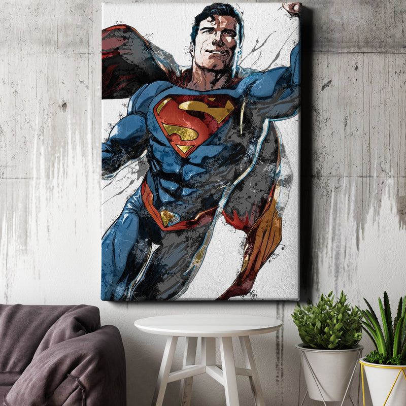 Superman Poster DC Comics Painting Hand Made Posters Canvas Print Kids Wall Art Man Cave Gift Home Decor