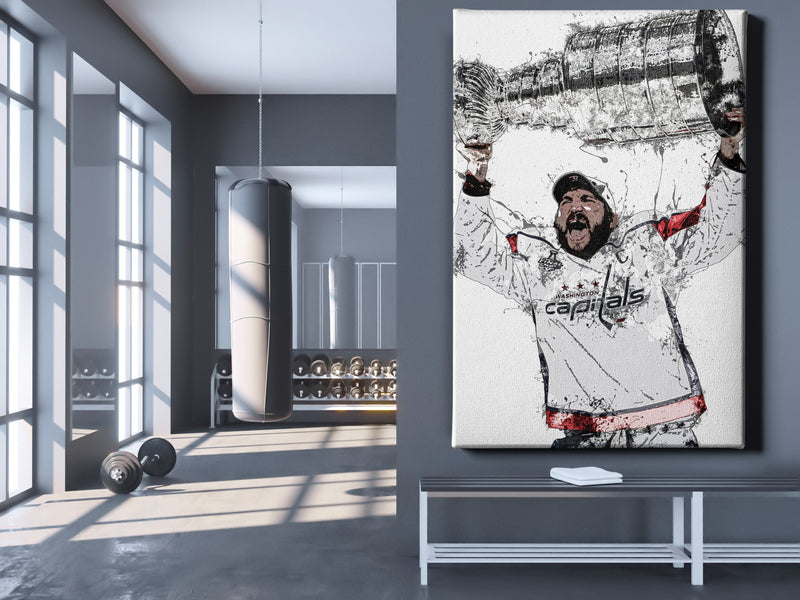 Alexander Ovechkin Poster Stanley Cup Washington Capitals Ice hockey Hand Made Posters Canvas Print Kids Wall Art Man Cave Gift Home Decor