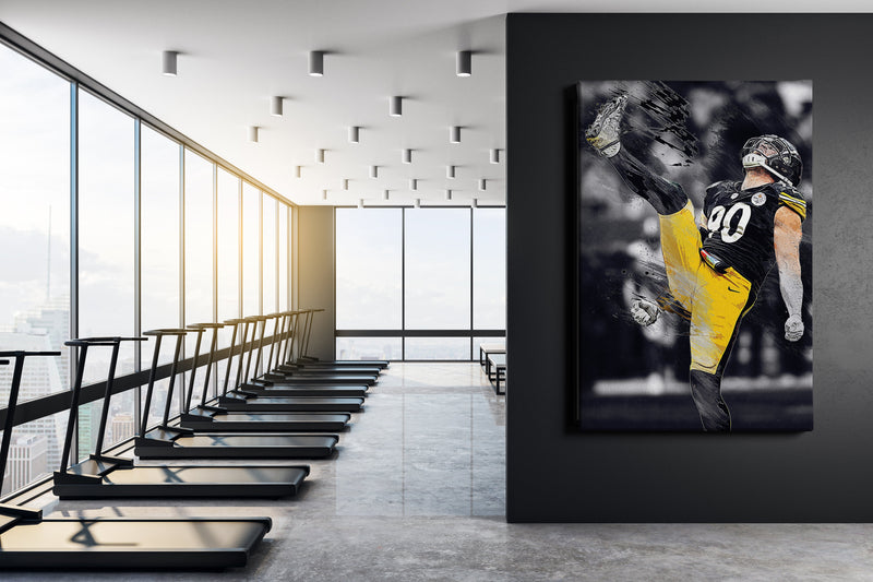 T.J.Watt Poster Celebration Pittsburgh Steelers Football Hand Made Posters Canvas Framed Print Wall Kids Art Man Cave Gift Home Decor