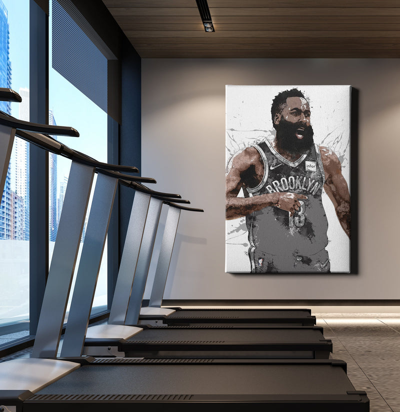 James Harden Poster Brooklyn Nets Basketball Painting Hand Made Posters Canvas Print Kids Wall Art Home Man Cave Gift Decor