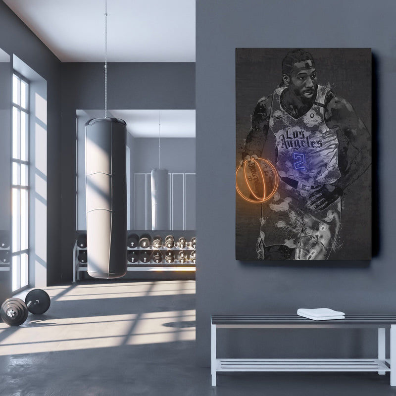 Kawhi Leonard Poster Graffiti Neon Los Angeles Clippers NBA Hand Made Poster Canvas Print Kids Wall Art Man Cave Gift Home Decor