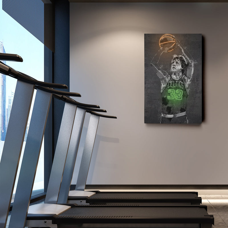 Larry Bird Poster Graffiti Neon Boston Celtics NBA Hand Made Poster Canvas Print Kids Wall Art Man Cave Gift Home Decor