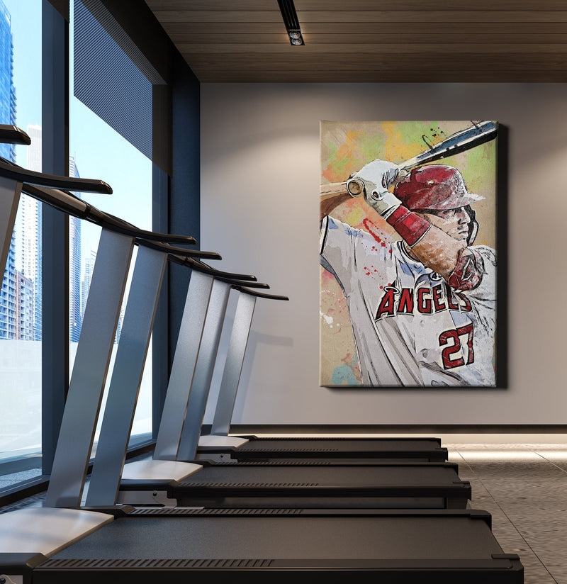 Mike Trout Poster Los Angeles Angels Baseball Hand Made Posters Canvas Print Kids Wall Art Man Cave Gift Home Decor