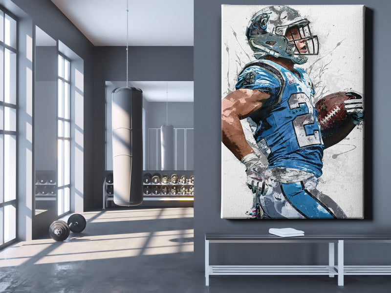 Christian McCaffrey Poster Carolina Panthers Football Painting Hand Made Posters Canvas Print Kids Wall Art Man Cave Gift Home Decor