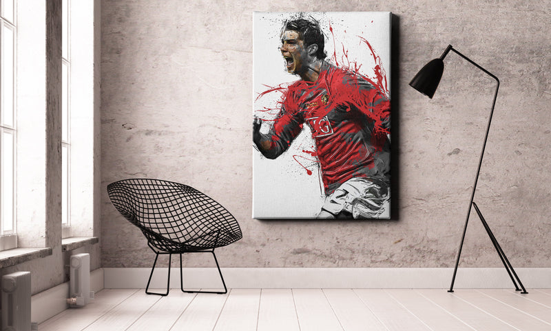 Cristiano Ronaldo Poster Soccer Player Manchester United Painting Hand Made Posters Canvas Print Kids Wall Art Man Cave Gift Home Decor