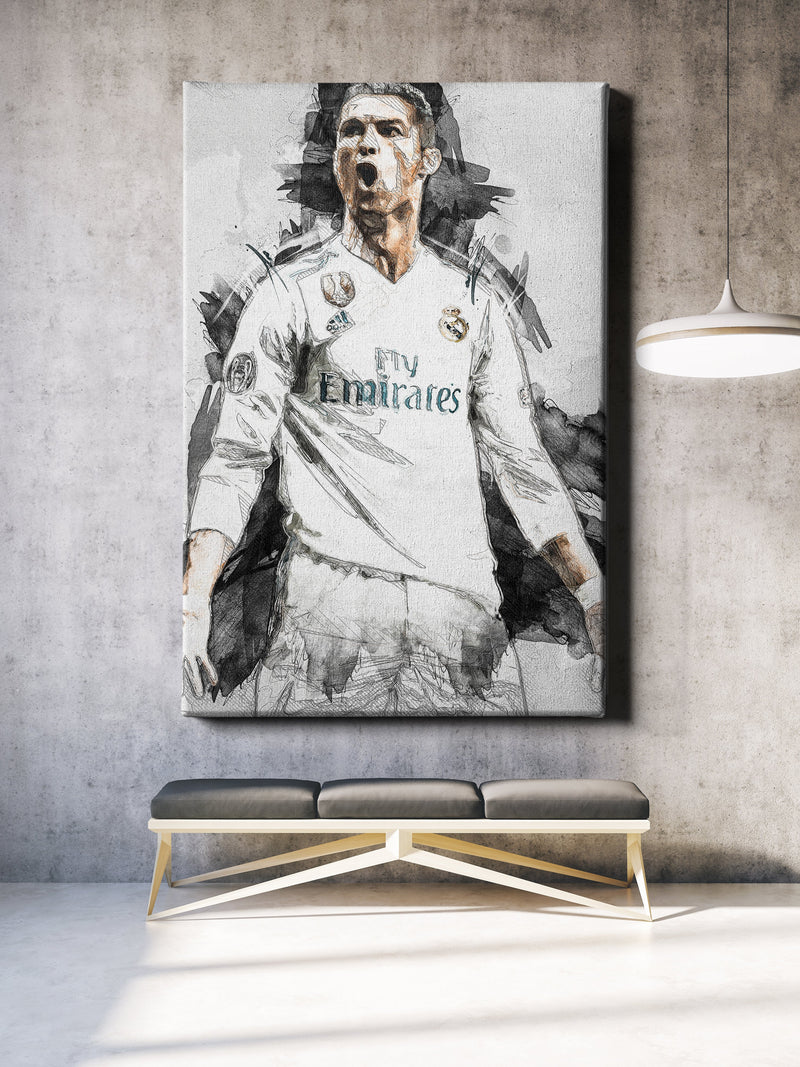 Cristiano Ronaldo Poster Real Madrid Soccer Player Hand Made Posters Canvas Framed Print Wall Kids Art Man Cave Gift Home Decor