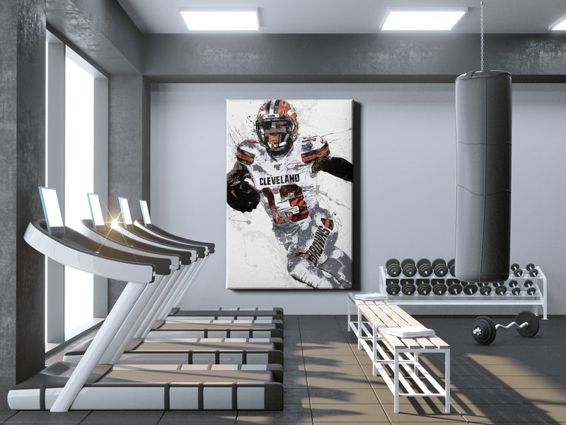 Odell Beckham Jr. Poster Cleveland Browns Football Painting Hand Made Posters Canvas Framed Print Wall Kids Art Man Cave Gift Home Decor