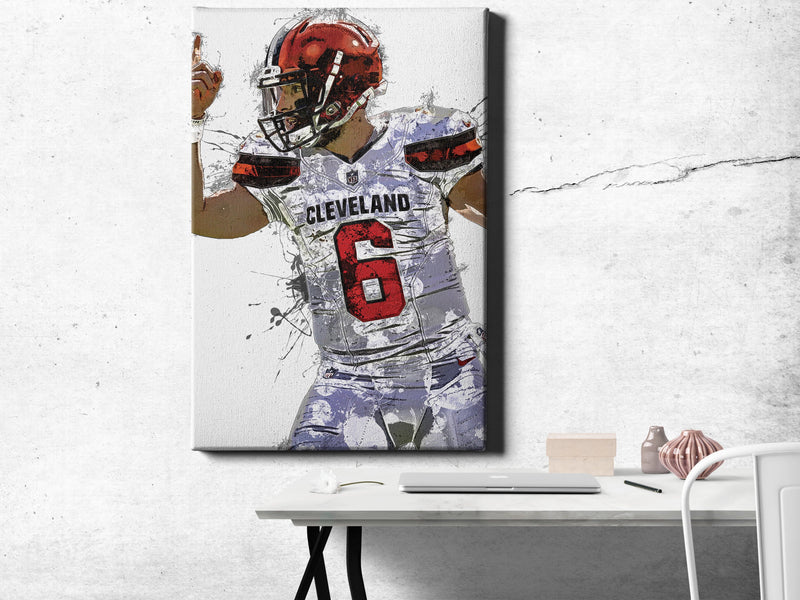 Baker Mayfield Poster Cleveland Browns Football Painting Hand Made Posters Canvas Print Kids Wall Art Man Cave Gift Home Decor