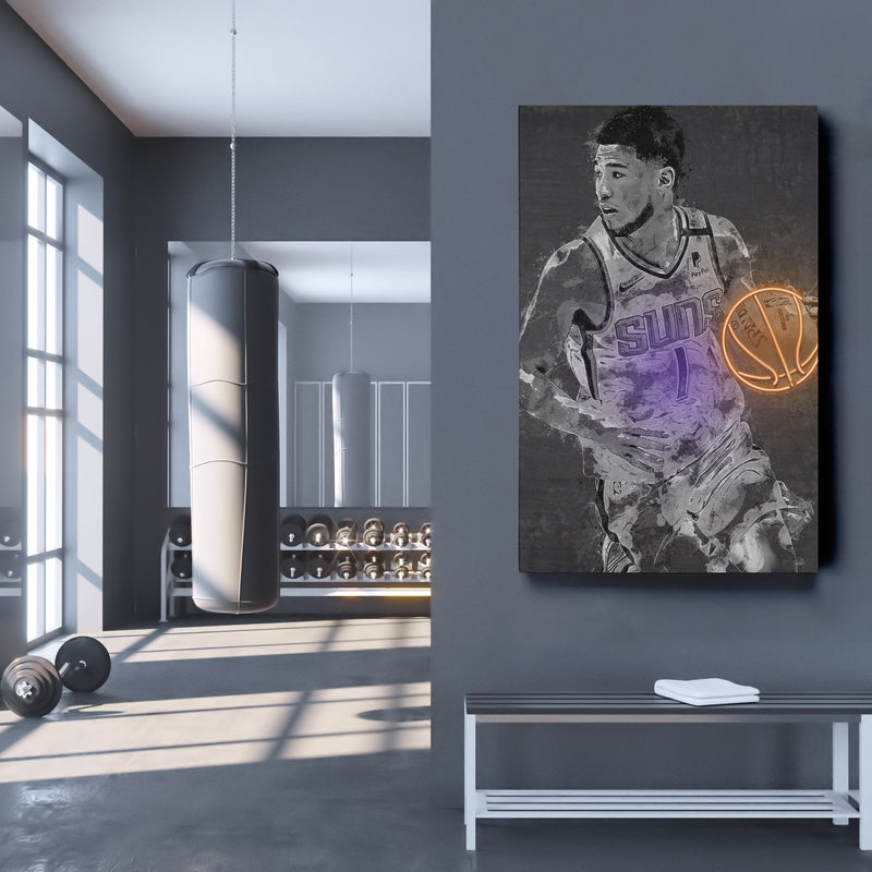 Devin Booker Poster Graffiti Neon Phoenix Suns Basketball Hand Made Poster Canvas Print Kids Wall Art Man Cave Gift Home Decor