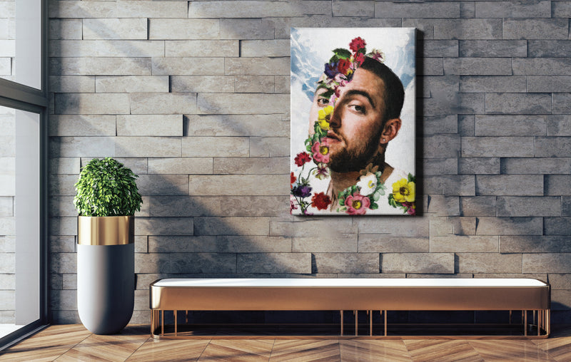 Mac Miller Floral Poster Painting Rapper Singer Hand Made Posters Canvas Print Wall Art Home Decor