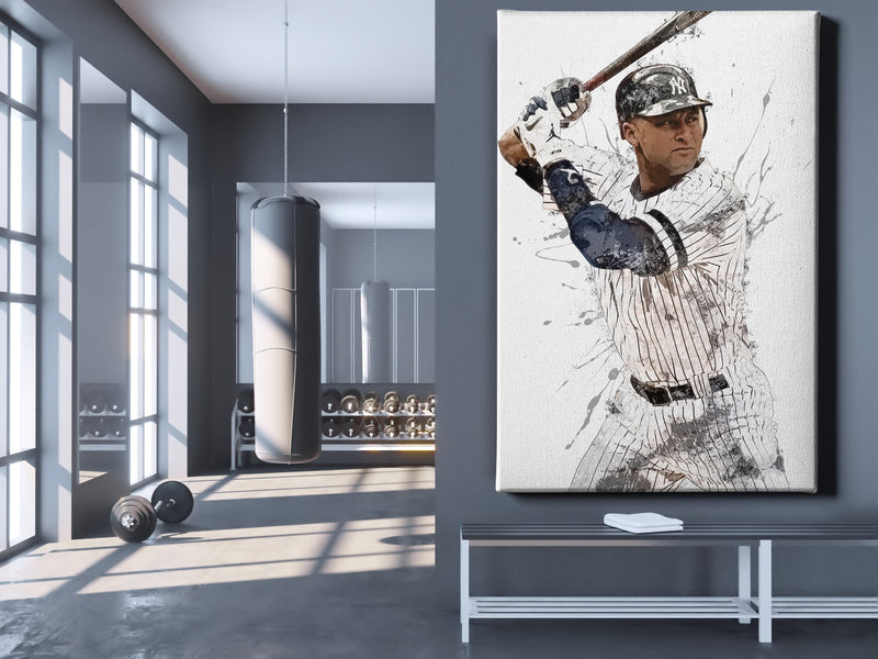 Derek Jeter Poster New York Yankees Baseball Painting Hand Made Posters Canvas Print Kids Wall Art Man Cave Gift Home Decor