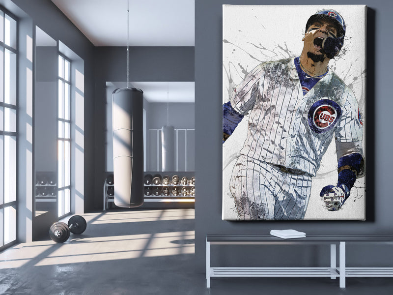 Javier Baez Poster Chicago Cubs Baseball Painting Hand Made Posters Canvas Print Kids Wall Art Man Cave Gift Home Decor