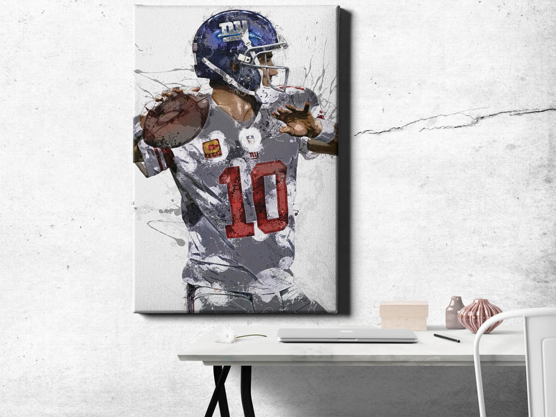 Eli Manning Poster New York Giants Football Painting Hand Made Posters Canvas Print Kids Wall Art Home Man Cave Gift Decor