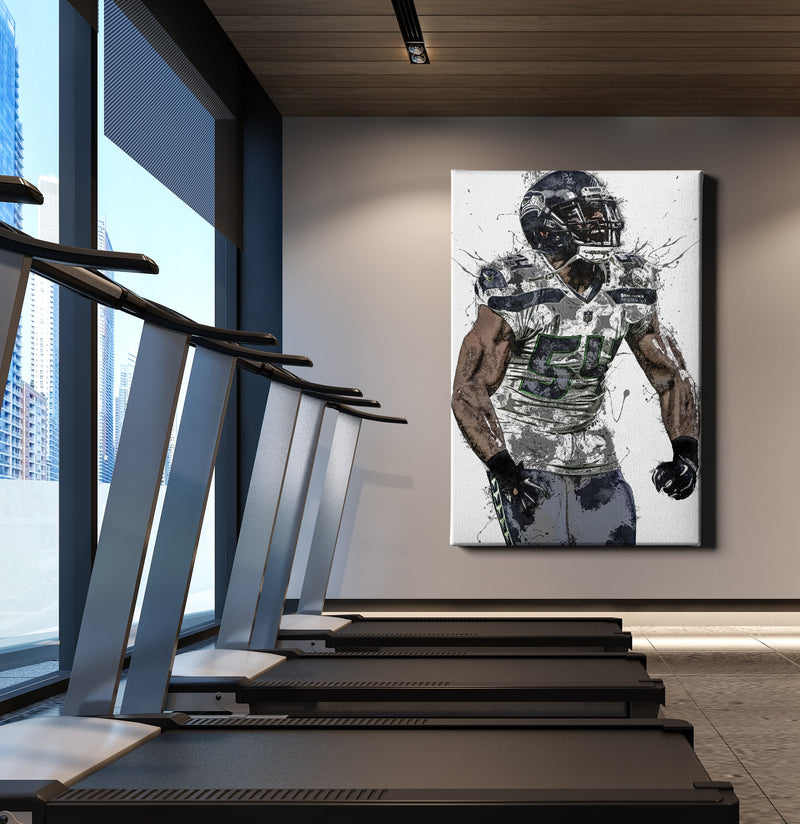 Bobby Wagner Poster Seattle Seahawks Football Hand Made Posters Canvas Print Wall Art Man Cave Gift Home Kids Decor