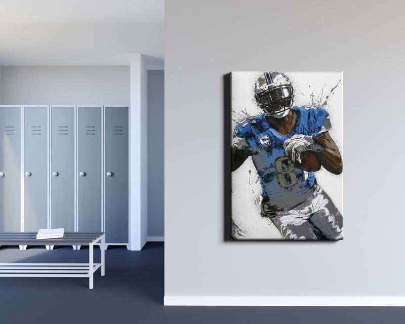 Calvin Johnson Poster Detroit Lions Football Made Posters Canvas Print Wall Art Man Cave Gift Home Kids Decor