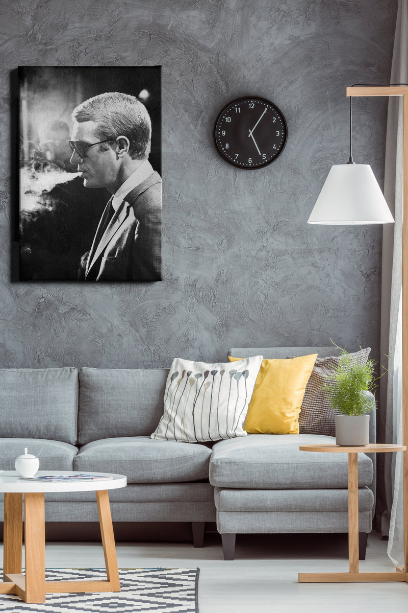 Steve McQueen Poster Actor Smoking Hand Made Poster Canvas Print Wall Art Home Decor