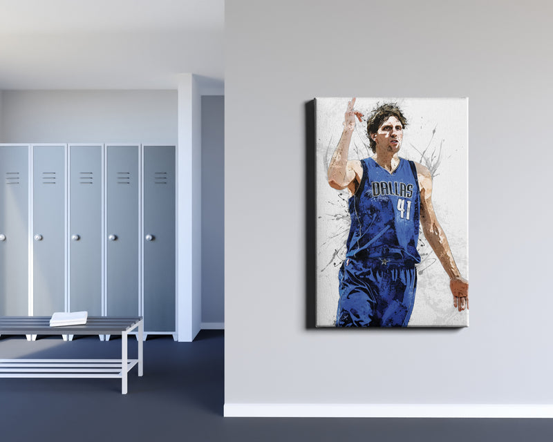 Dirk Nowitzki Poster Dallas Mavericks Basketball Painting Hand Made Posters Canvas Print Kids Wall Art Man Cave Gift Home Decor