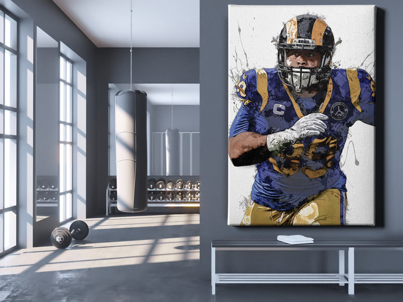 Aaron Donald Poster Los Angeles Rams Painting Football Hand Made Posters Canvas Print Kids Wall Art Home Man Cave Gift Decor