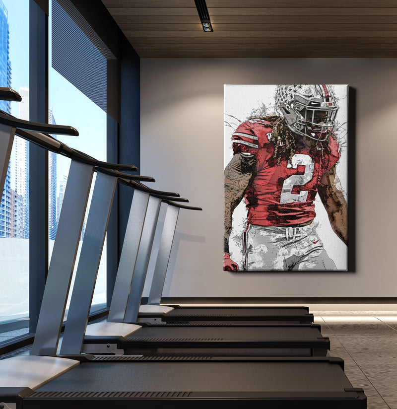 Chase Young Poster Ohio State Buckeyes Football Painting Hand Made Posters Canvas Print Kids Wall Art Man Cave Gift Home Decor