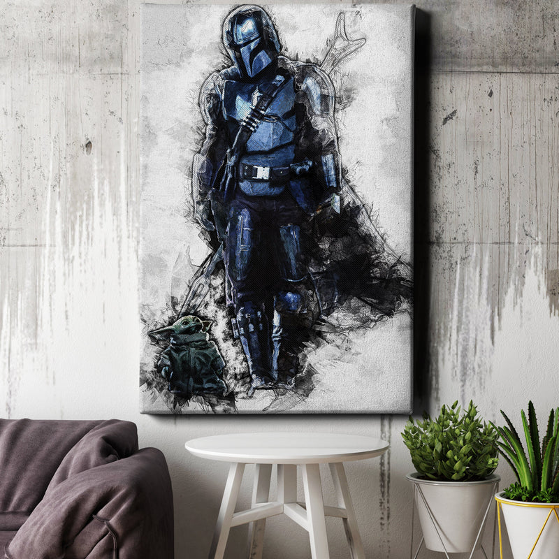 The Mandalorian Baby Yoda Poster Star Wars Movie Painting Hand Made Posters Canvas Print Kids Wall Art Man Cave Gift Home Decor