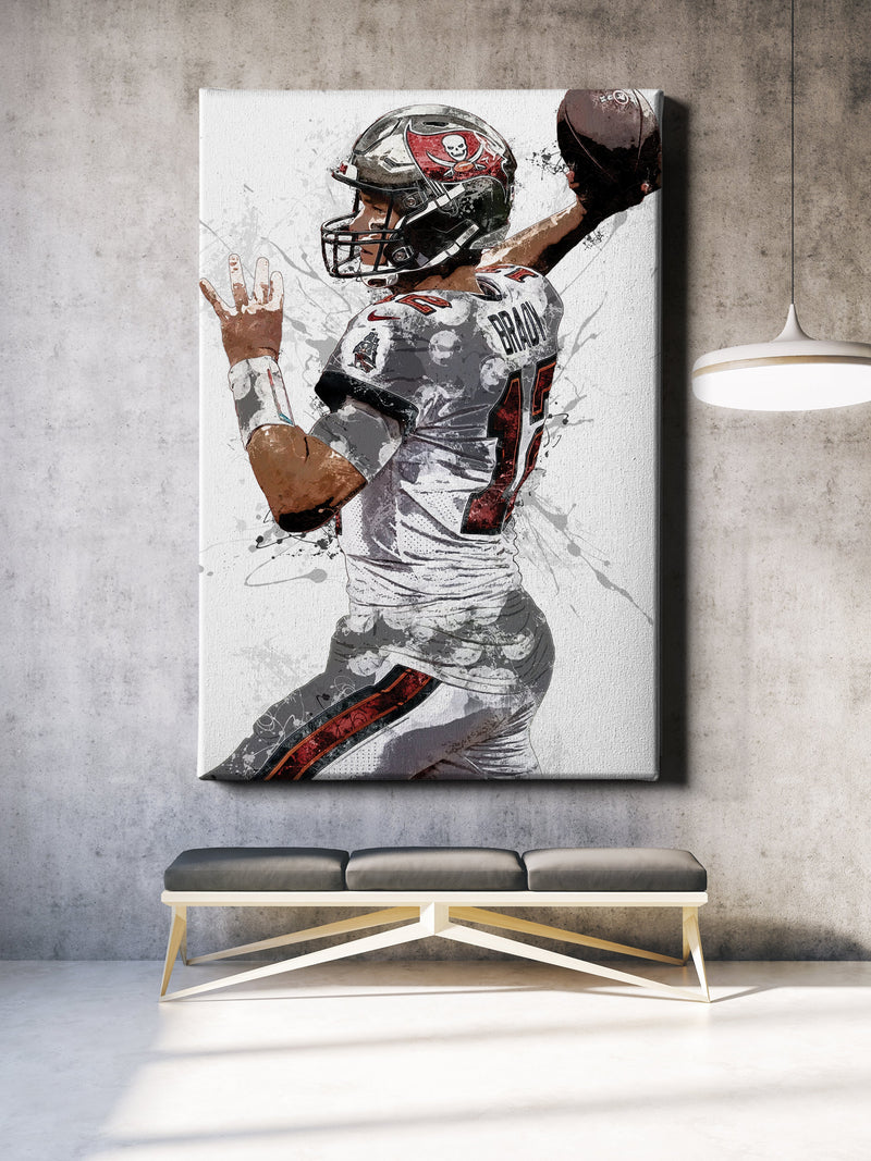 Tom Brady Canvas Poster Tampa Bay Buccaneers Football Hand Made Posters Canvas Print Kids Wall Art Man Cave Gift Home Decor