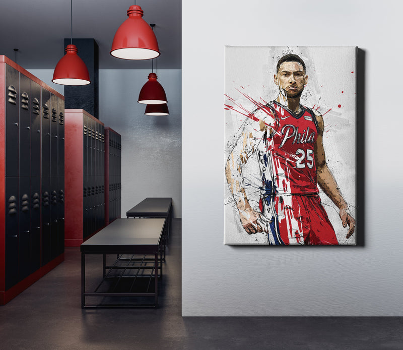 Ben Simmons Poster Philadelphia 76ers Basketball Hand Made Posters Canvas Print Wall Kids Art Man Cave Gift Home Decor